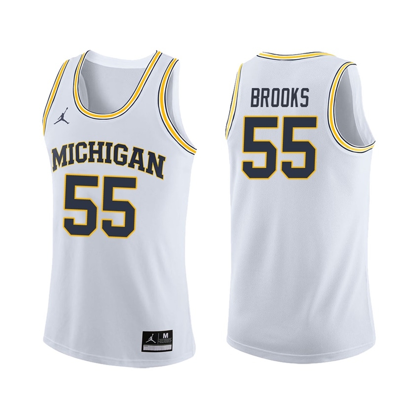Michigan Wolverines Men's NCAA Eli Brooks #55 White College Basketball Jersey COW4849YB